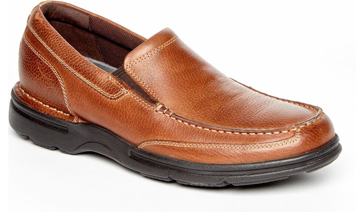 Rockport Men’s Get Your Kicks Brown Slip Ons Size 11 M Leather Bike Toe Slip On New Brown - Wide – Quarks Shoes main image 4