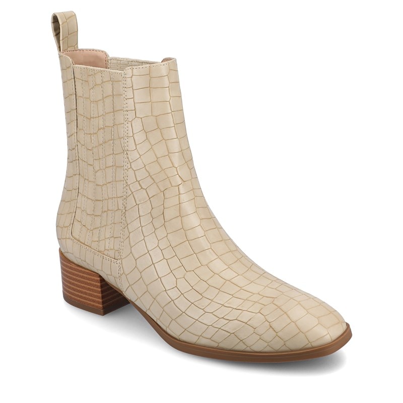 Journee Women's Wrenley Medium/Wide Width Square Toe Booties (Croco/Beige) - Size 8.5 W