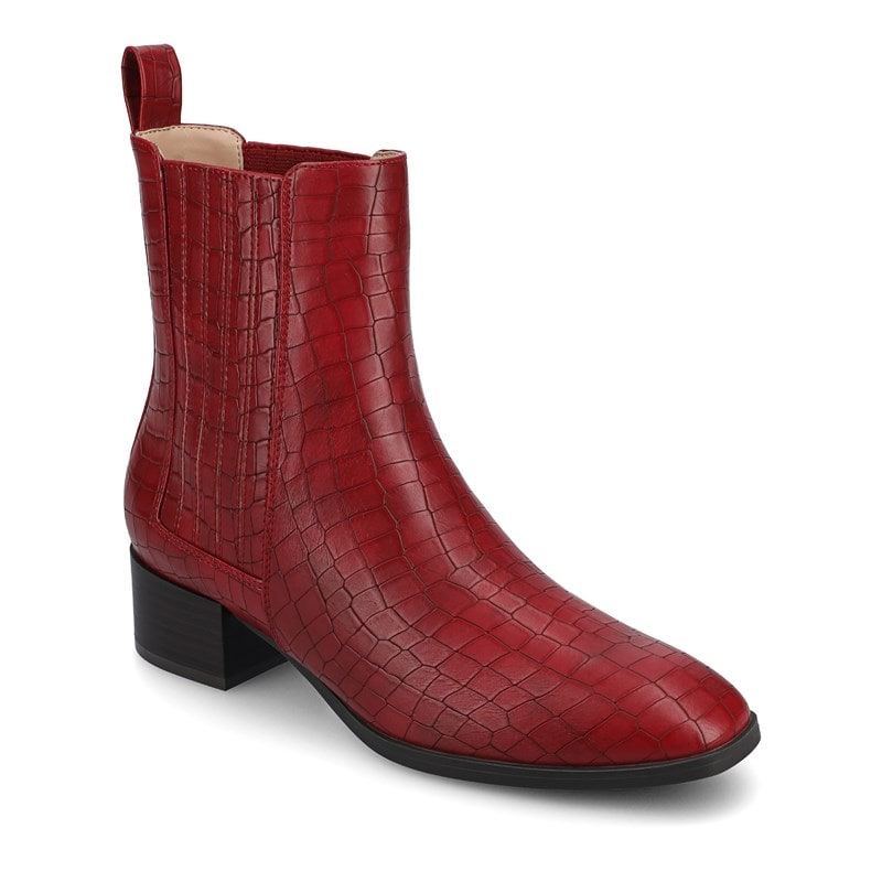 Journee Women's Wrenley Medium/Wide Width Square Toe Booties (Croco/Red) - Size 9.5 M