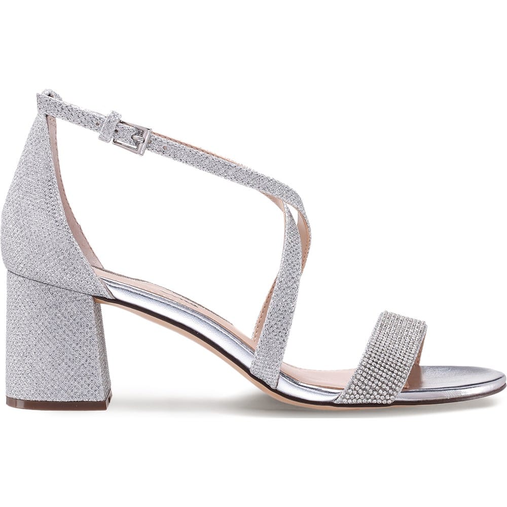 silver mid heel dress sandals NEW! Touch Ups Clara Silver Kitten Women's Evening Heels Sandals Size 8.5 Med,