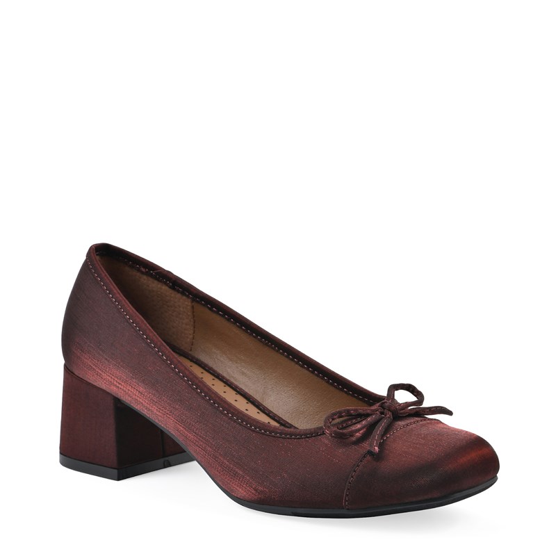 White Mountain Women's Lately Block Heel Pump Shoes (Merlot Shimmer Fabric) - Size 7.5 M