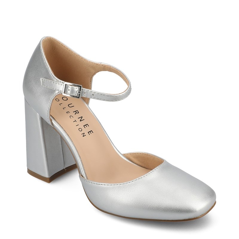 Journee Women's Hesster Pump Shoes (Silver Faux Leather) - Size 12.0 M