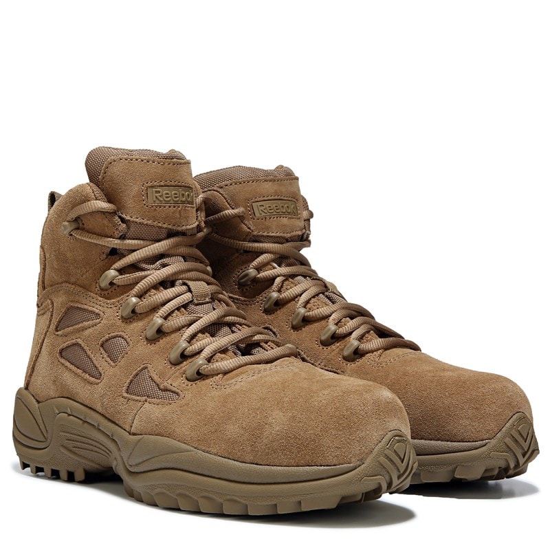 "reebok Duty Men's Rapid Response 6" Side Zip Military Boots (Coyote Leather) - Size 12.0 W