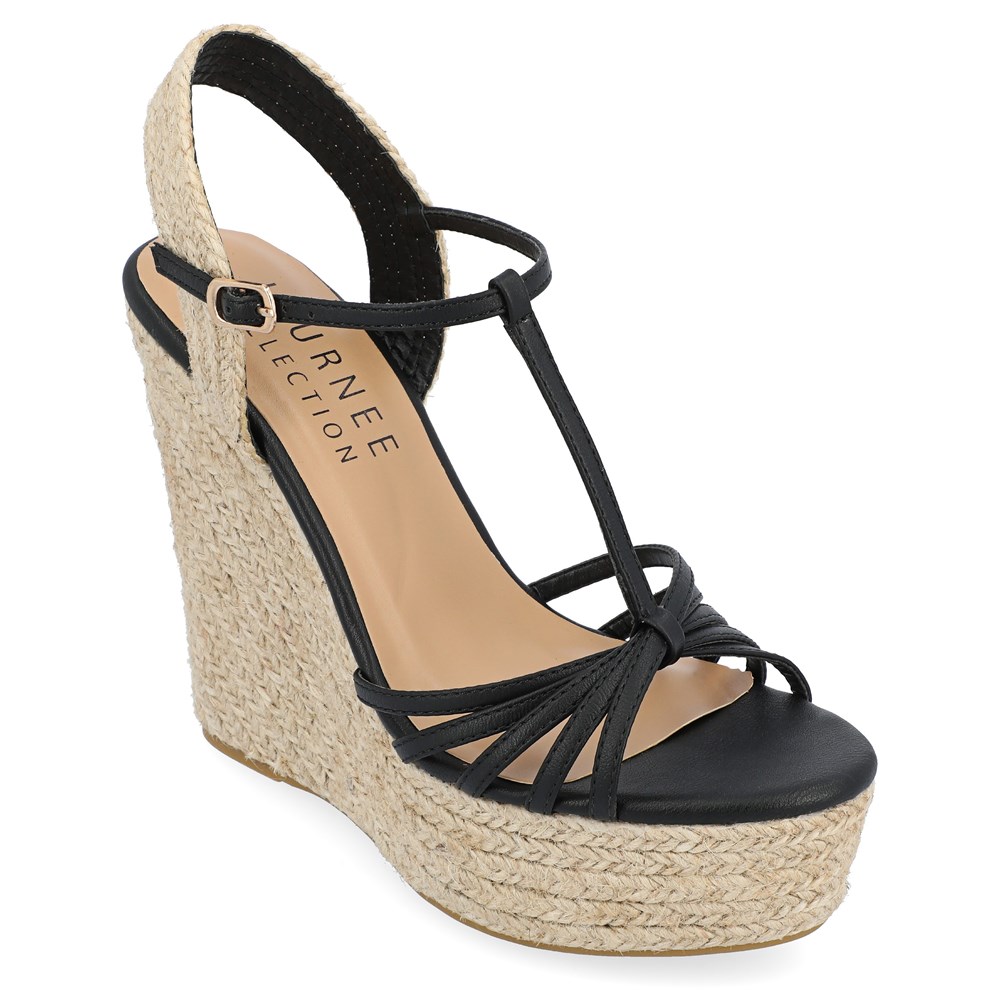 Journee Black Wedge Heel Sneakers Women's Journee Collection