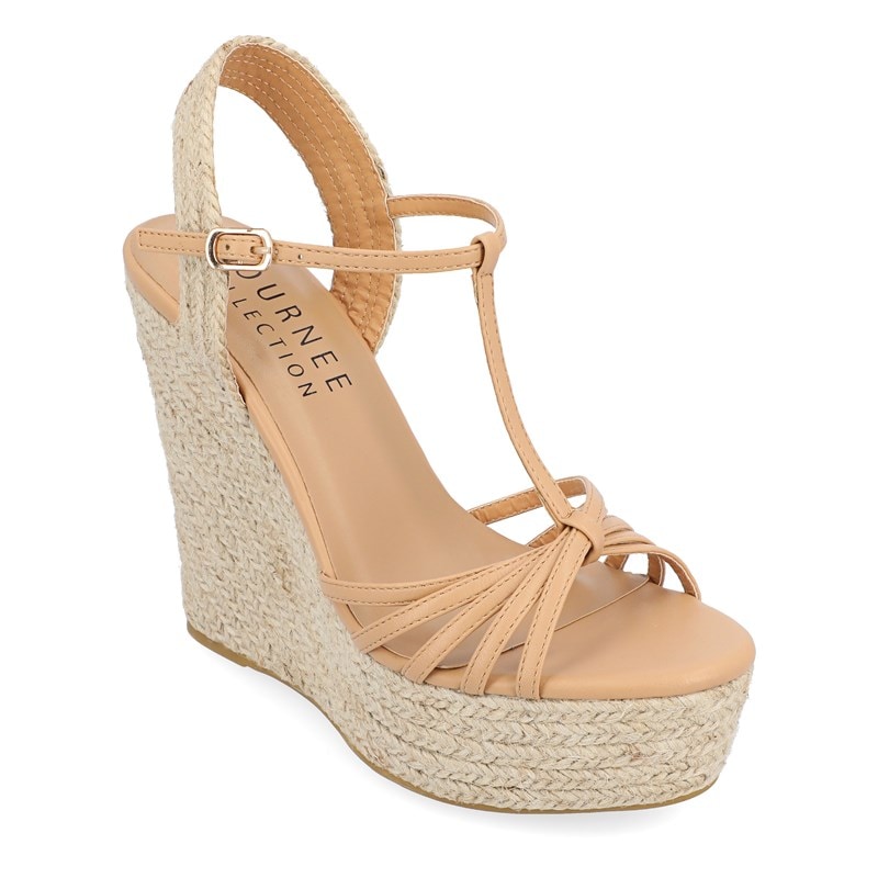 Journee Women's Yara Platform Wedge Sandals (Brown) - Size 9.5 M