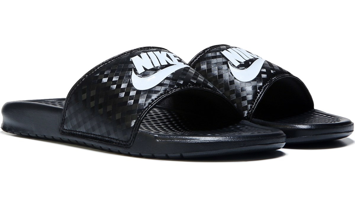 nike benassi slides white and black