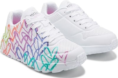 Kids' JGoldcrown Street Uno Lite Sneaker Little/Big Kid - White Foil Hearts