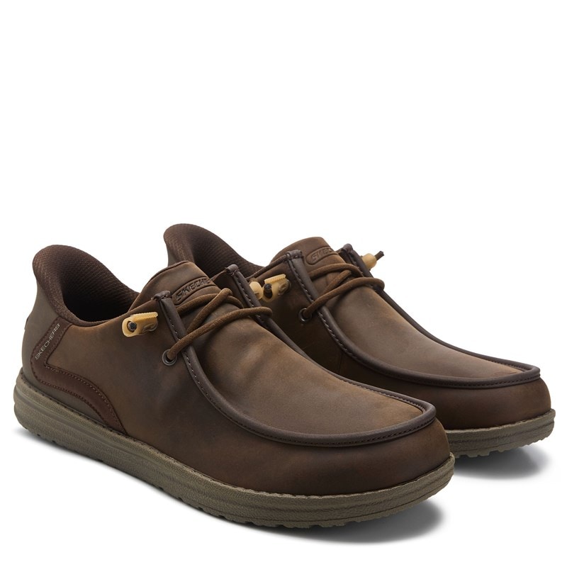 Skechers Men's Slip-Ins Melson Leather Moc Toe Slip On Shoes (Cocoa Brown) - Size 8.0 M