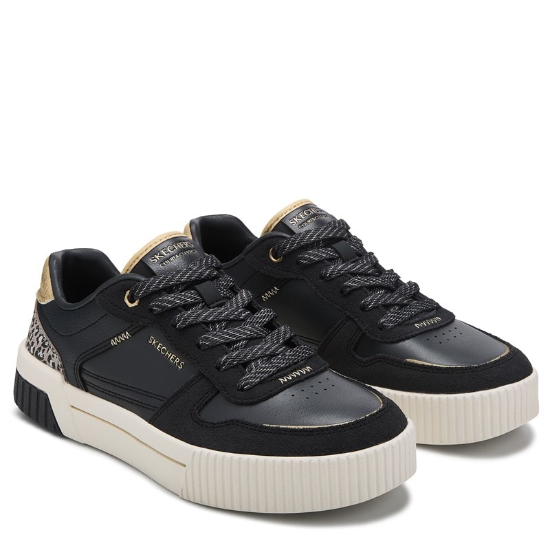 Skechers Women's Jade Court Classic Sneakers (Black/Leopard) - Size 8.0 M