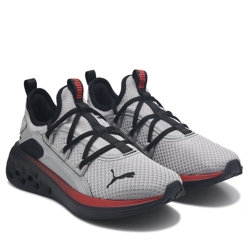 Puma Men's Softride Frequence Street Sneakers (Grey/Red/Black) - Size 7.5 M