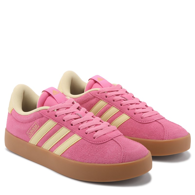Adidas Women's Vl Court 3.0 Sneakers (Pink/Yellow/Gum) - Size 6.0 M