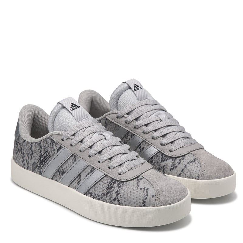 Adidas Women's Vl Court 3.0 Sneakers (Grey Snake/Silver) - Size 6.0 M