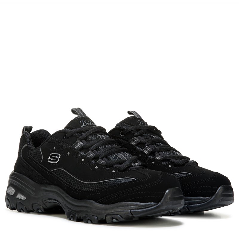Skechers Women's D'lites Medium/Wide Sneakers (Black/Black) - Size 11.0 2W