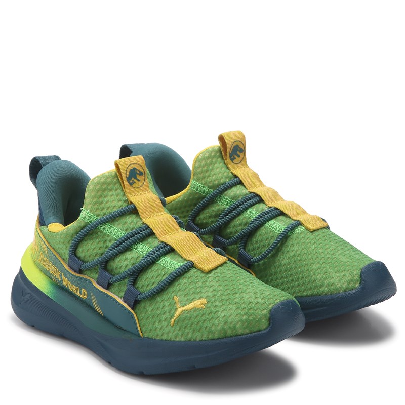 Puma Kids' Jurassic Park One4all 2.0 Sneaker Little Kid Shoes (Blue/Green Dinosaur) - Size 11.0 M