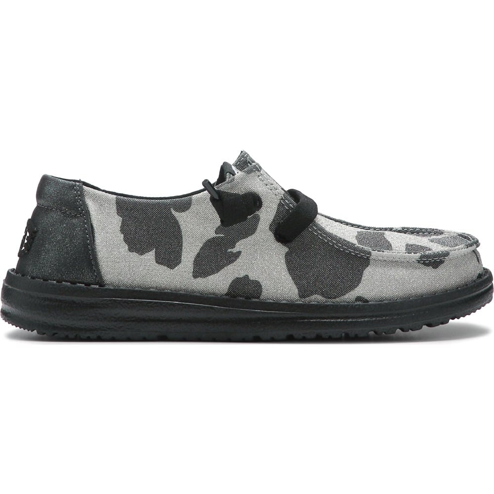 Hey Dude Wendy Wild Cheetah – Women’s Slip-On Loafer, Black Linen, Cushioned Sole, 121419601