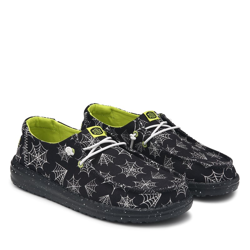Heydude Women's Wendy Spider Webs Slip On Shoes (Black) - Size 6.0 M