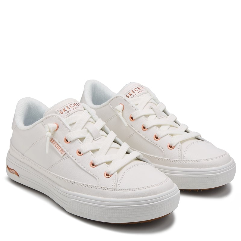 Skechers Women's Arch Fit Arcade On My Way Slip On Sneakers (White/Rose Gold) - Size 9.0 M