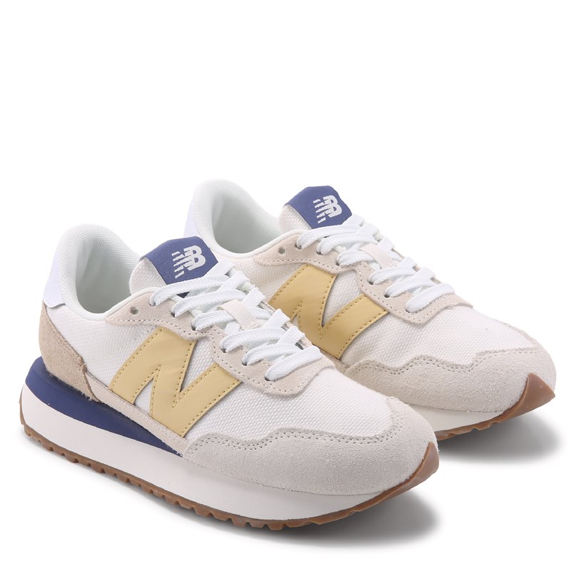 New Balance Women's 237 Retro Sneakers (Off White/Gold/Navy/Gum) - Size 10.0 B