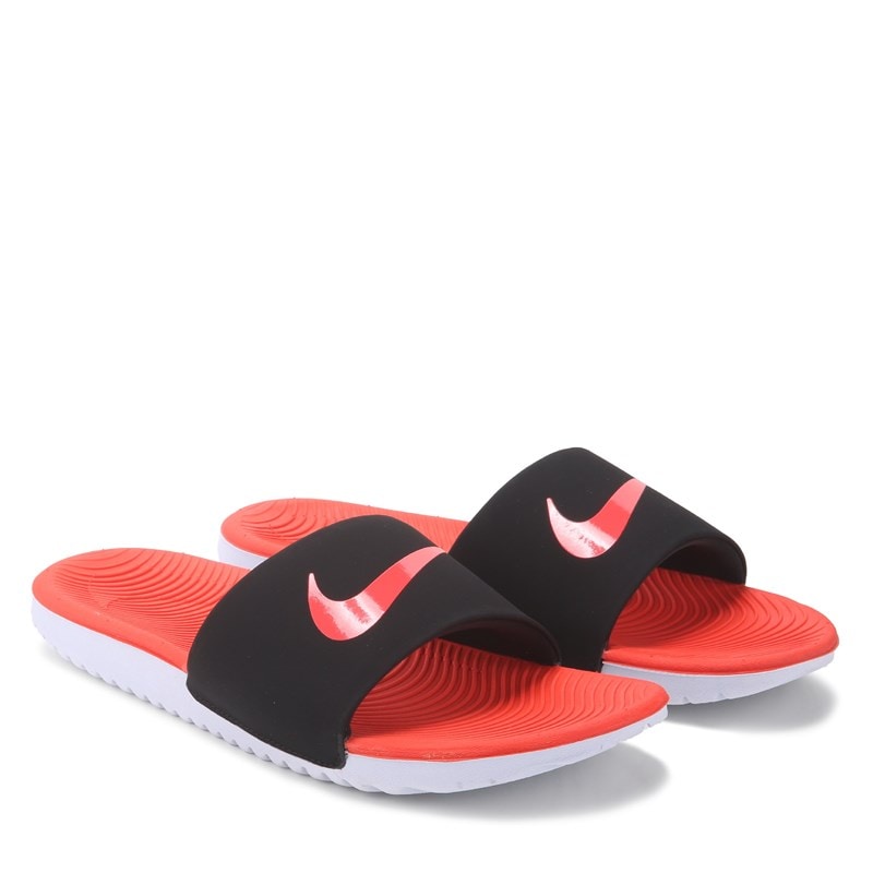 Nike Kids' Kawa Slide Sandal Little/Big Kid Sandals (Black/Crimson Red) - Size 4.0 M