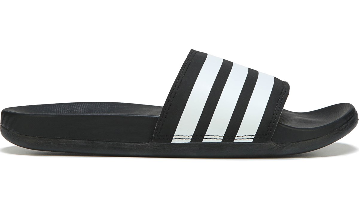 adidas black and white slides women