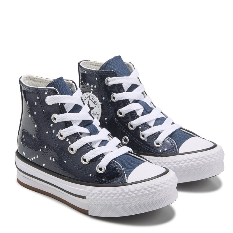 Converse Kids' Chuck Taylor All Star Lift High Top Sneaker Little Kid Shoes (Navy/Sparkle) - Size 2.0 M