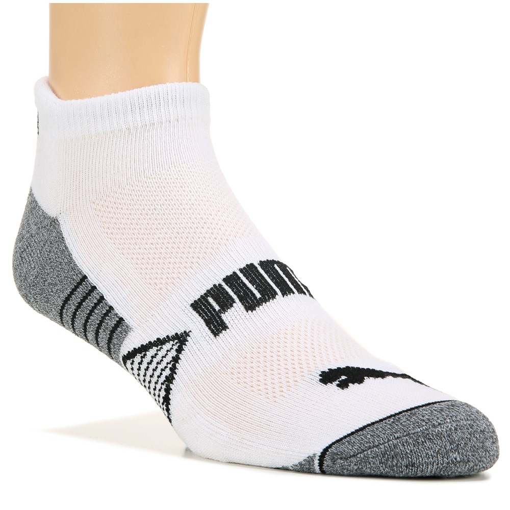 Puma Men's 6 Pack Low Cut Socks Tab Socks (White/Black)