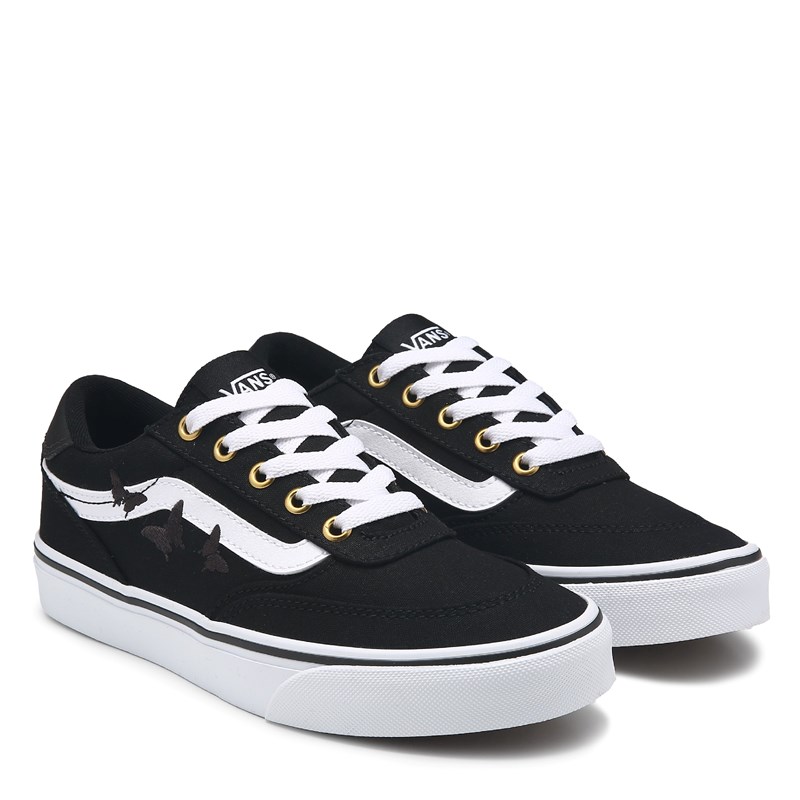 Vans Women's Brooklyn Ls Sneakers (Black/White Floral) - Size 9.0 M