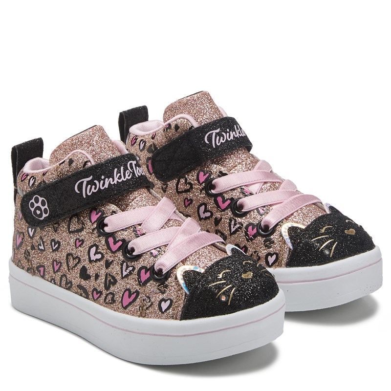 Skechers Kids' Twi-Lites Kitty Cutie Sneaker Toddler Shoes (Black/Rose Gold) - Size 9.0 M