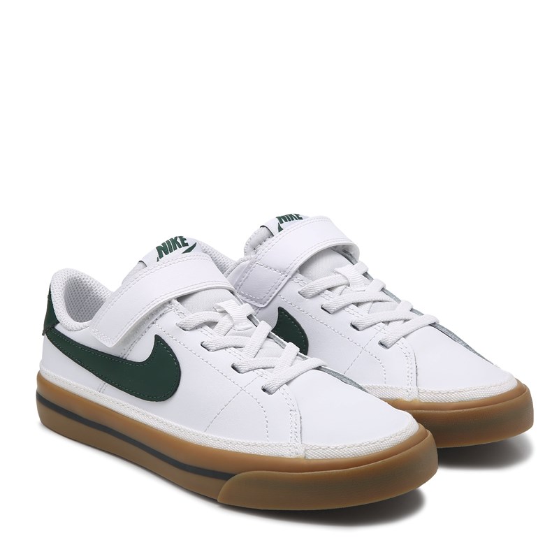 Nike Kids' Court Legacy Low Top Sneaker Little Kid Shoes (Grey/Green/Gum) - Size 11.0 M