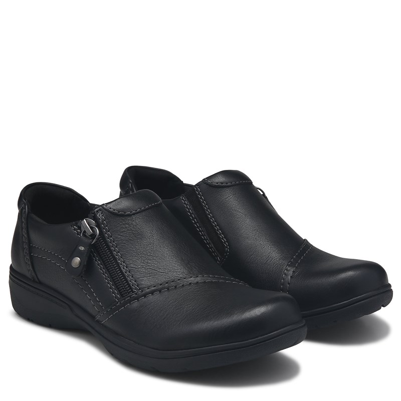 Clarks Women's Carleigh Ray Slip On Shoes (Black Leather) - Size 10.0 M