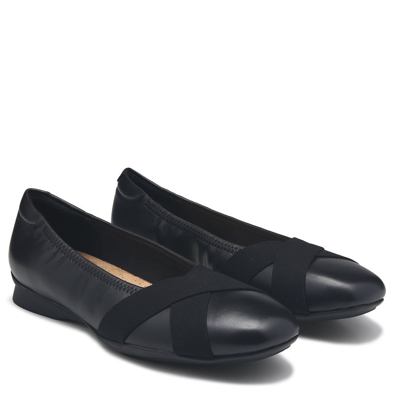 Clarks Women's Jazmynn Gem Flat Shoes (Black Leather) - Size 8.5 M