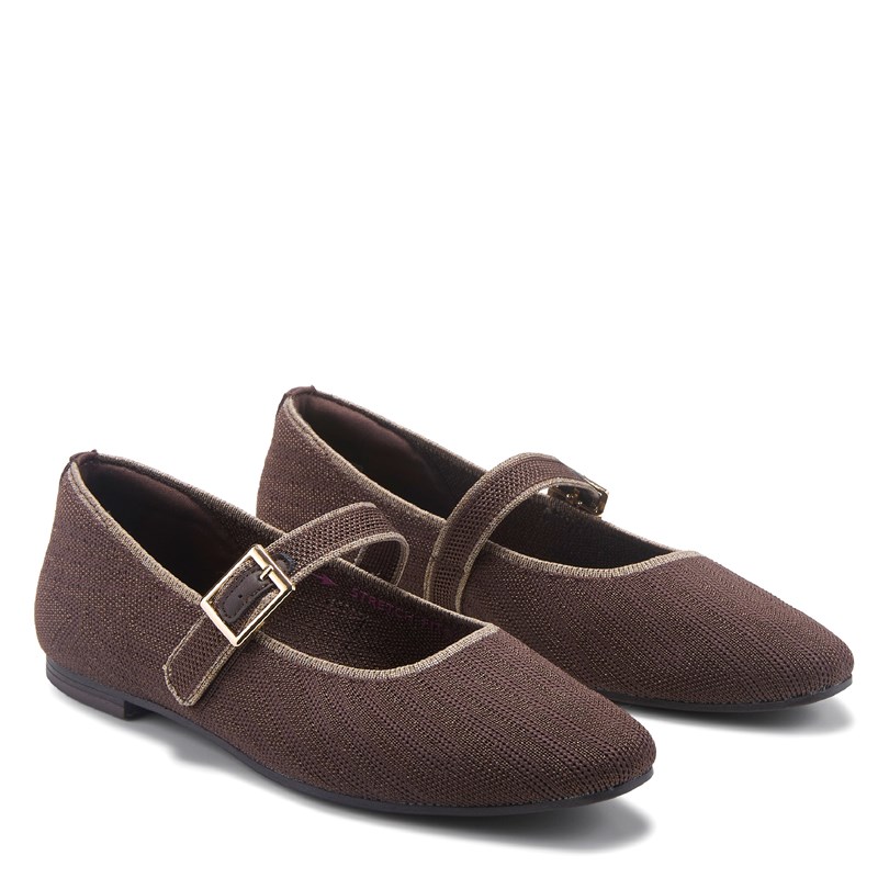 Skechers Women's Cleo Snip Mary Jane Flat Shoes (Chocolate Brown Knit) - Size 6.5 M