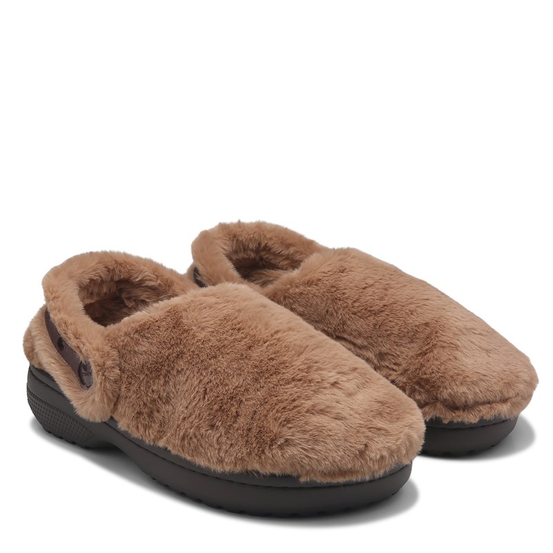 Crocs Classic Unfurgettable Fuzz Clog Shoes (Milk Chocolate) - Size 7.0 M