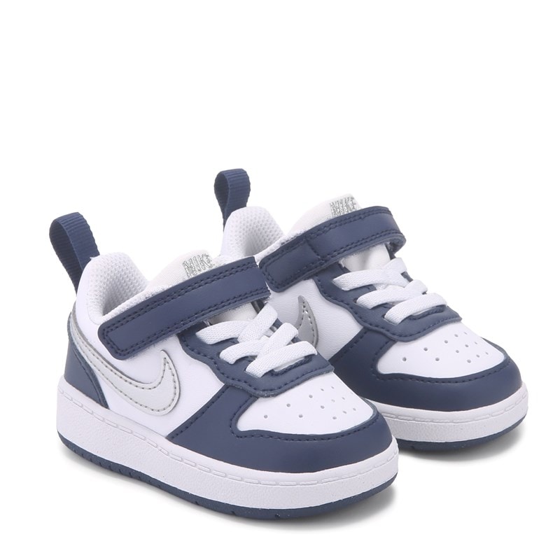 Nike Kids' Court Borough Low Recraft Sneaker Baby/Toddler Shoes (White/Navy/Silver) - Size 9.0 M