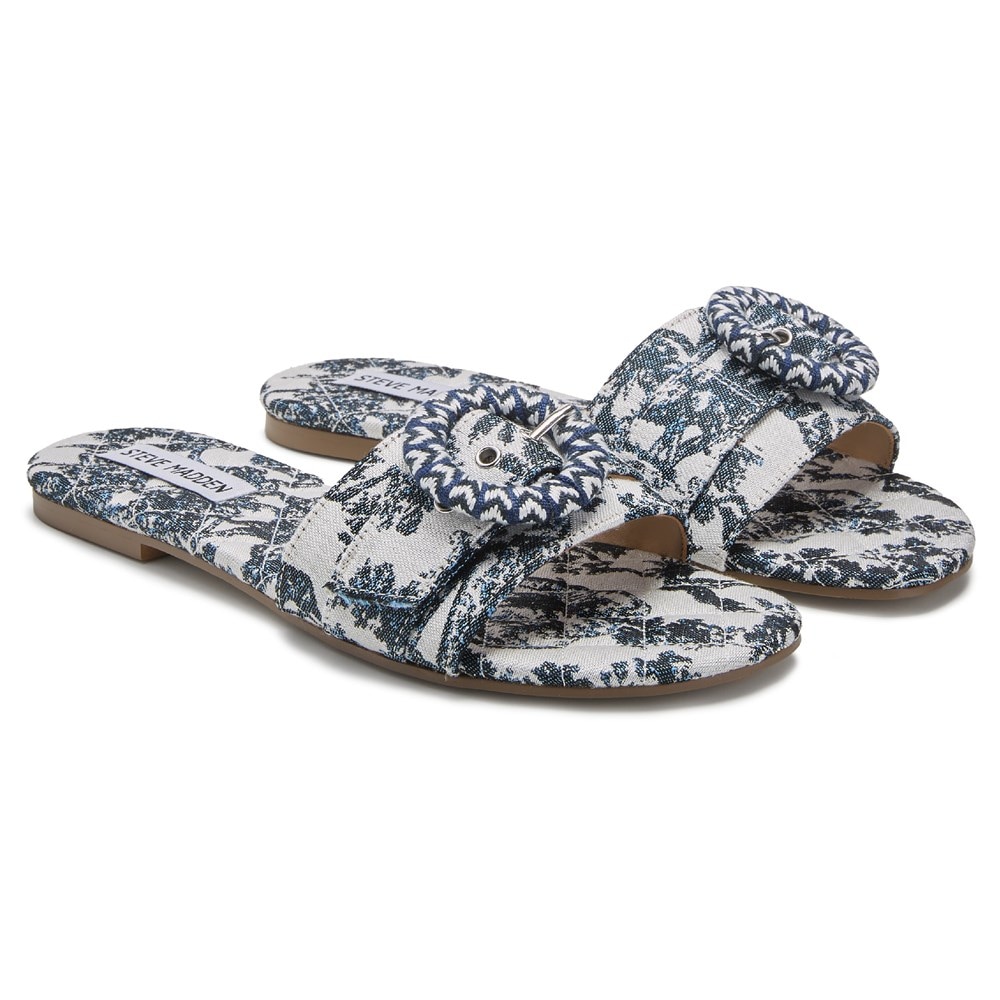【Steve Madden】MERLAフラットスライドサンダル MERLA Natural Raffia Women's Slide Sandal – Steve Madden