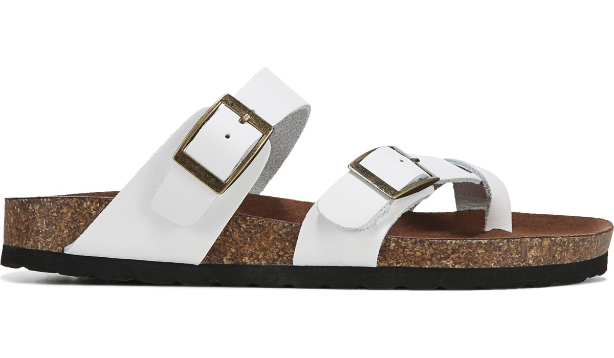 white leather footbed sandals