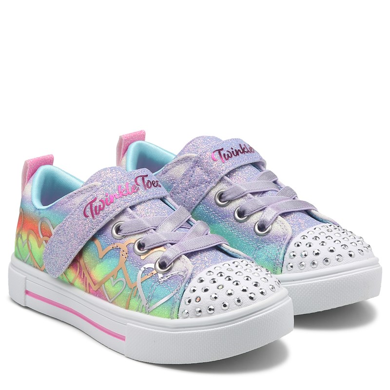 Skechers Kids' Twinkle Sparks Light Up Sneaker Toddler/Little Kid Shoes (Rainbow/Hearts) - Size 10.0 M