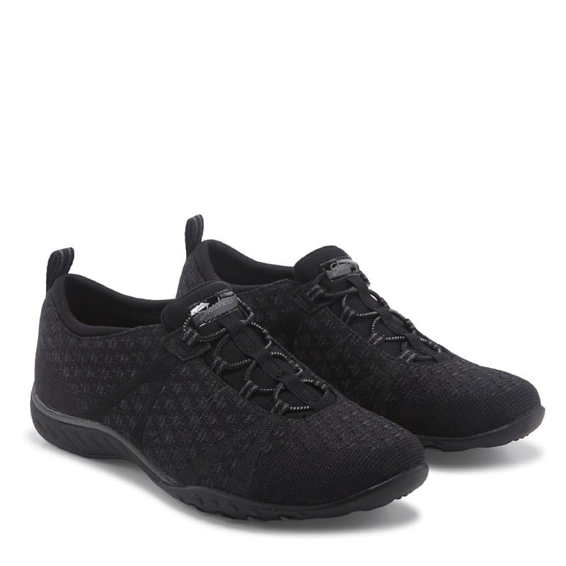 Skechers Women's Breathe Easy Slip On Sneakers (Black Knit) - Size 6.5 M