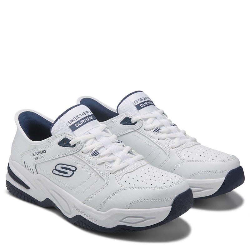 Skechers Men's Slip-Ins Durham Relaxed Fit X-Wide Sneakers (White/Navy) - Size 9.0 2W