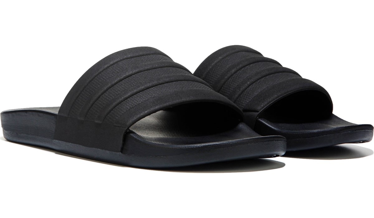 adidas Men's Adilette Comfort Mono Slide Sandal Black, Sandals, Famous  Footwear