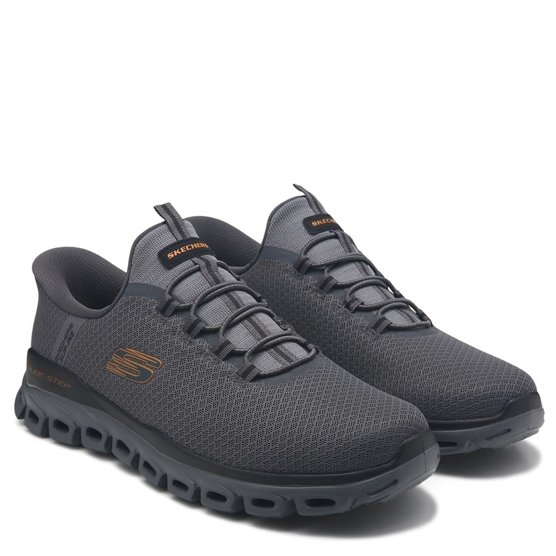 Skechers Men's Slip-Ins Glide-Step Noxus Wide Sneakers (Grey/Orange) - Size 8.5 W