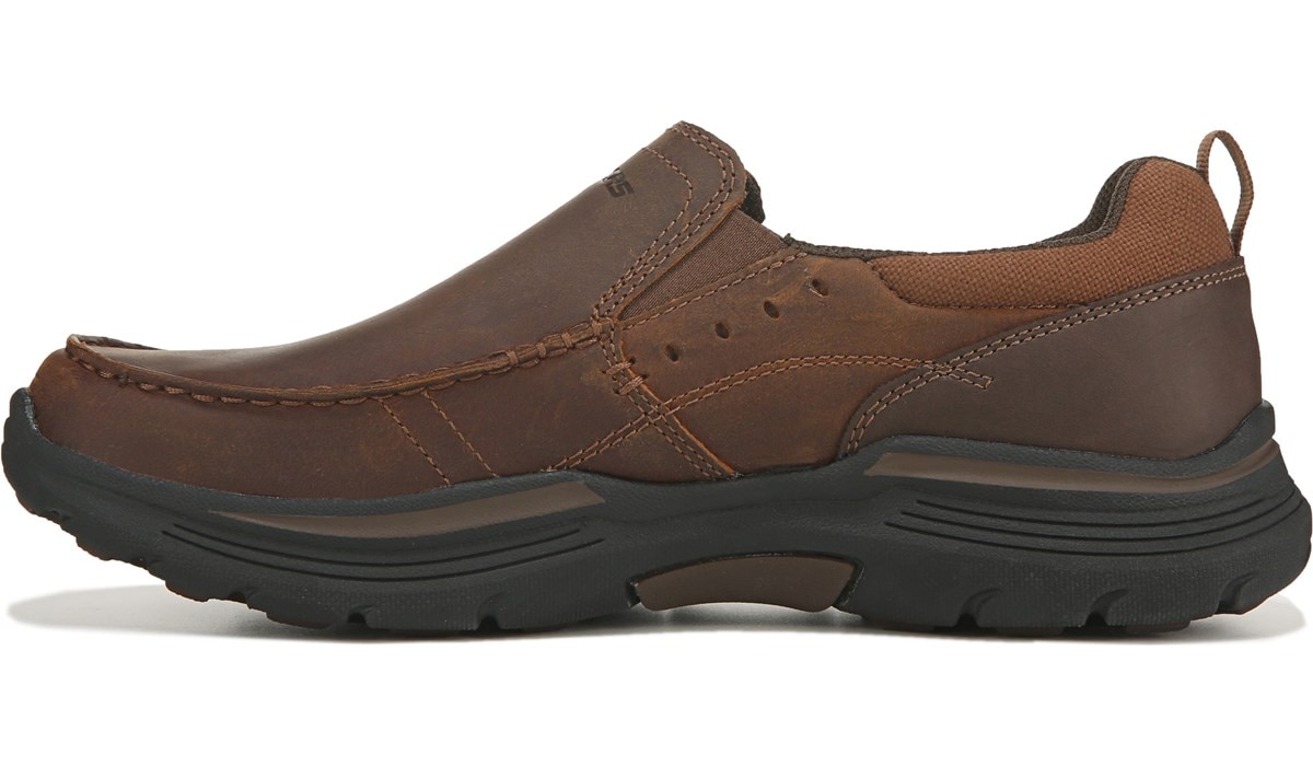 Skechers Men's Seveno Leather Slip On Brown, Loafers and Oxfords ...