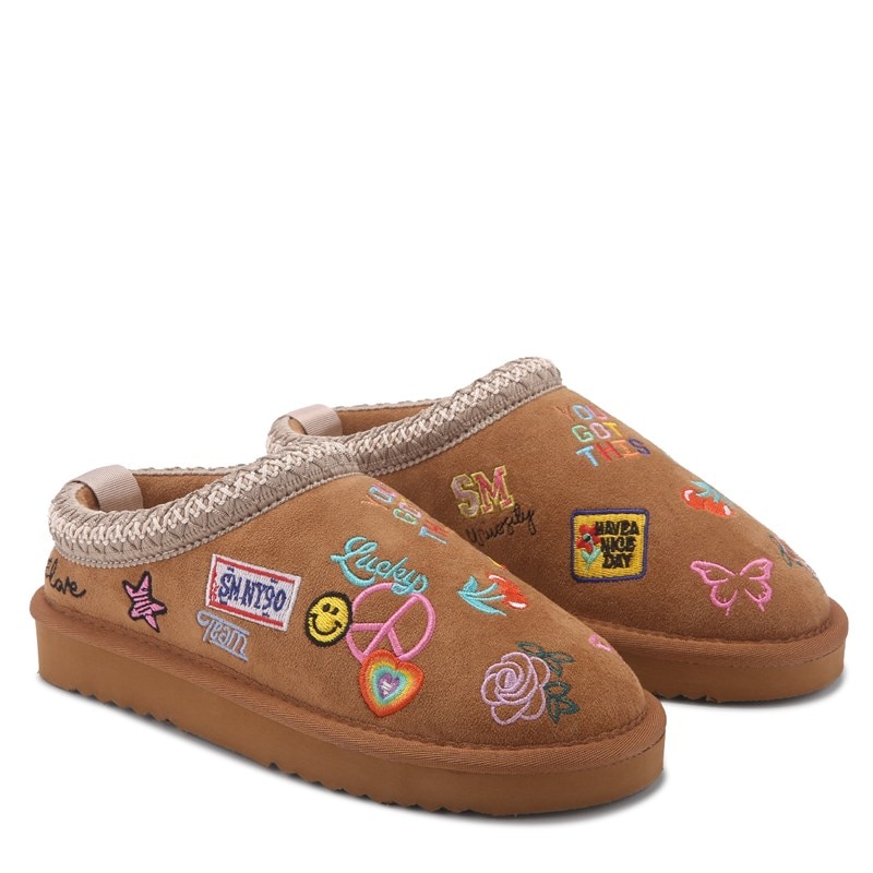 Madden Girl Kids' Comfy Cozy Youth Slipper Little/Big Kid Shoes (Cognac Multi) - Size 4.0 M