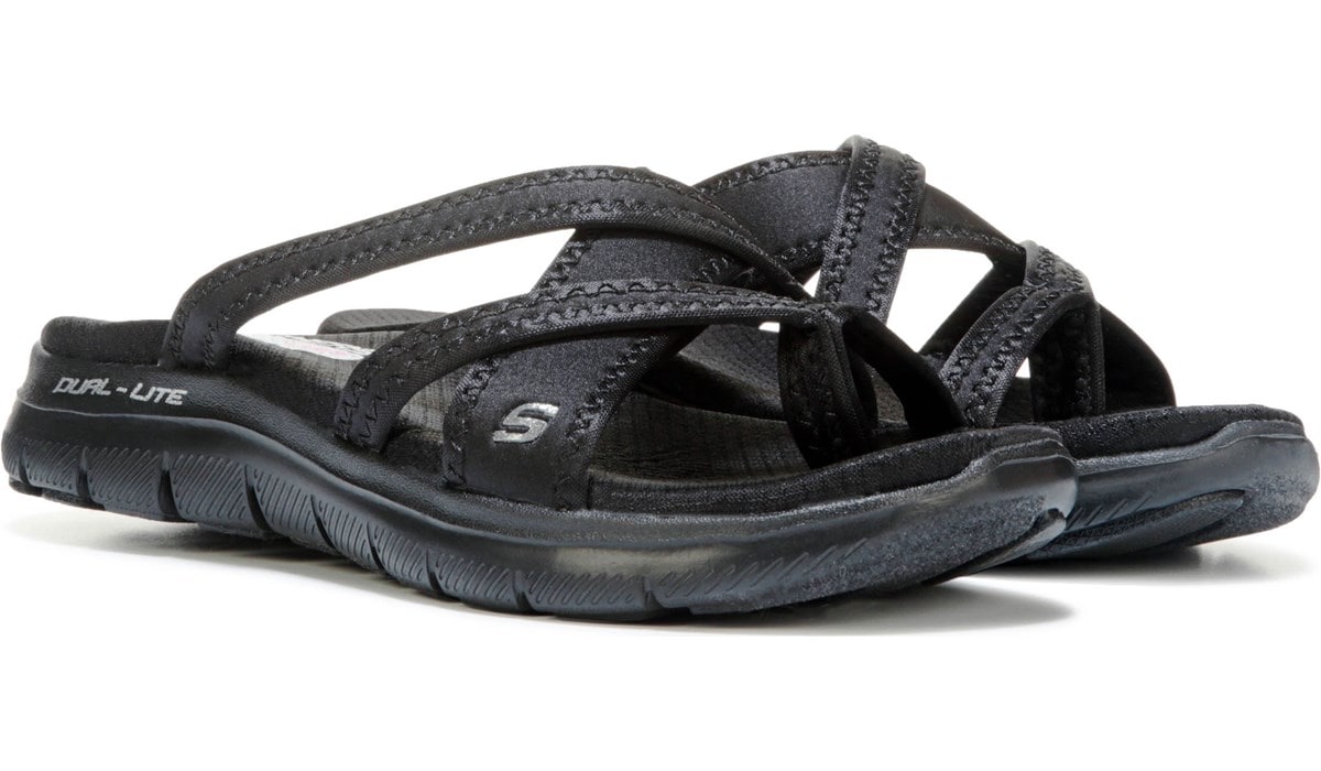 sketchers black sandals