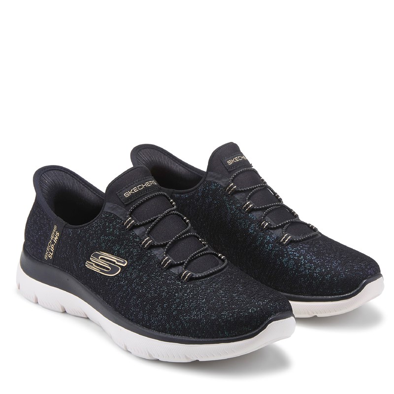 Skechers Women's Slip-Ins Summits Sneakers (Black Iridescent) - Size 9.5 M