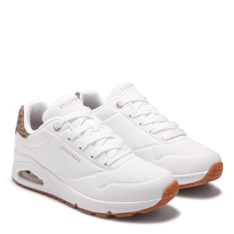Skechers Women's Street Uno Sneakers (White/Leopard) - Size 9.0 M