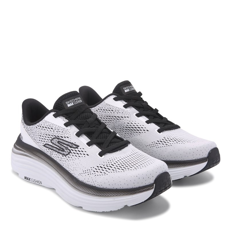 Skechers Men's Max Cushioning Endeavour Bungee Running Shoes (White/Black) - Size 7.5 2W