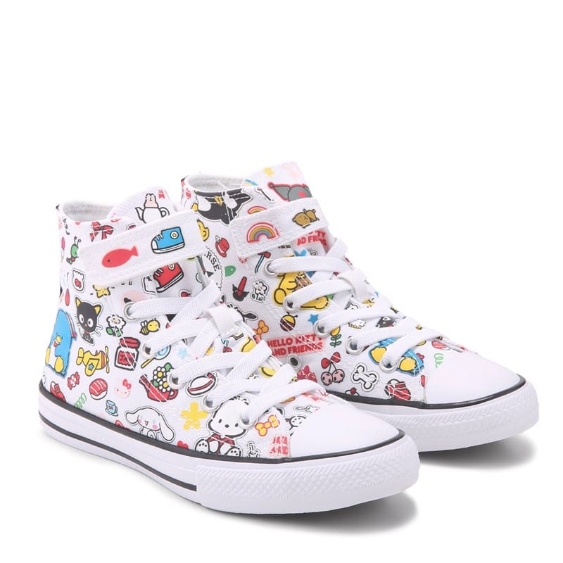 Converse Kids' Chuck Taylor All Star 1v High Top Sneaker Little Kid Shoes (White/Hello Kitty) - Size 13.0 M