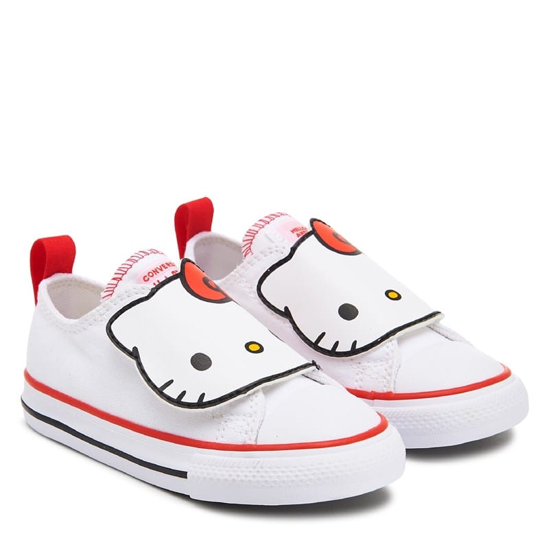 Converse Kids' Chuck Taylor All Star 1 Strap Low Top Sneaker Toddler Shoes (White/Hello Kitty) - Size 9.0 M