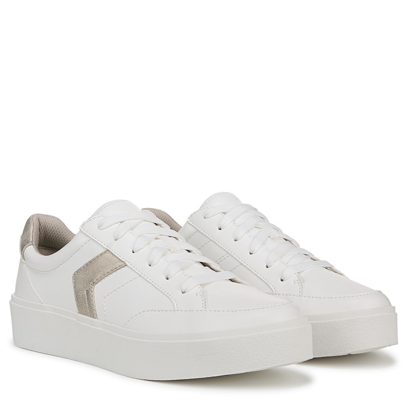 Dr. Scholl's Women's Madison Lace Sneakers (White/Gold) - Size 6.5 M